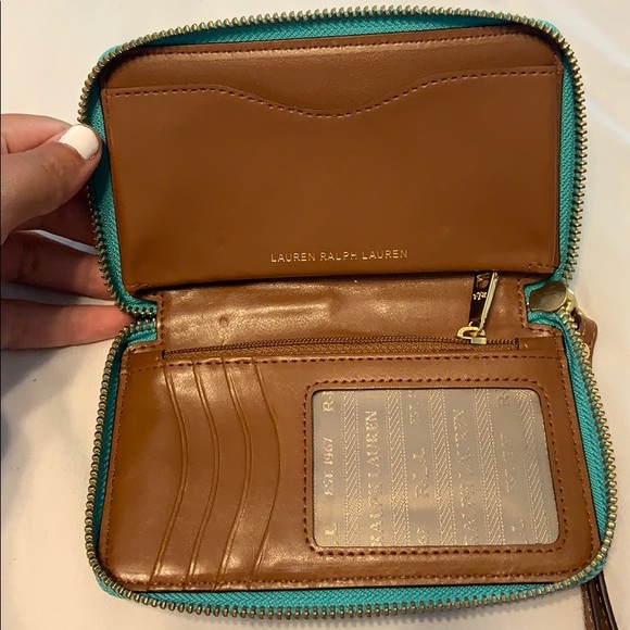 Ralph Lauren teal/brown wallet wristlet! - Picture 6 of 6